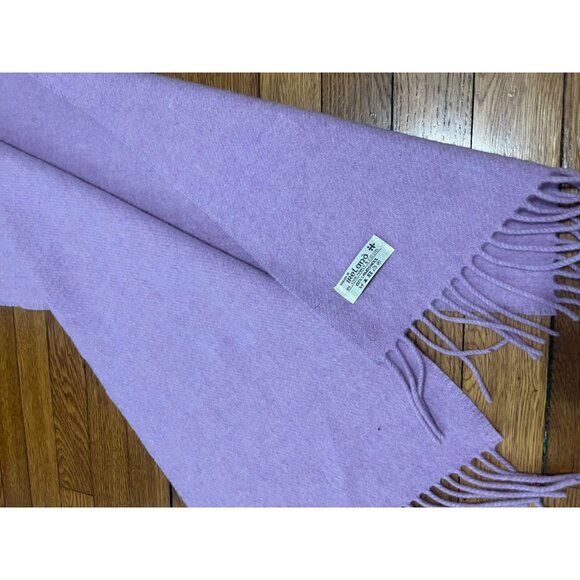 JOHN HANLY LAVENDER PURPLE LAMBSWOOL FRINGE SCARF IRELAND - Picture 2 of 3